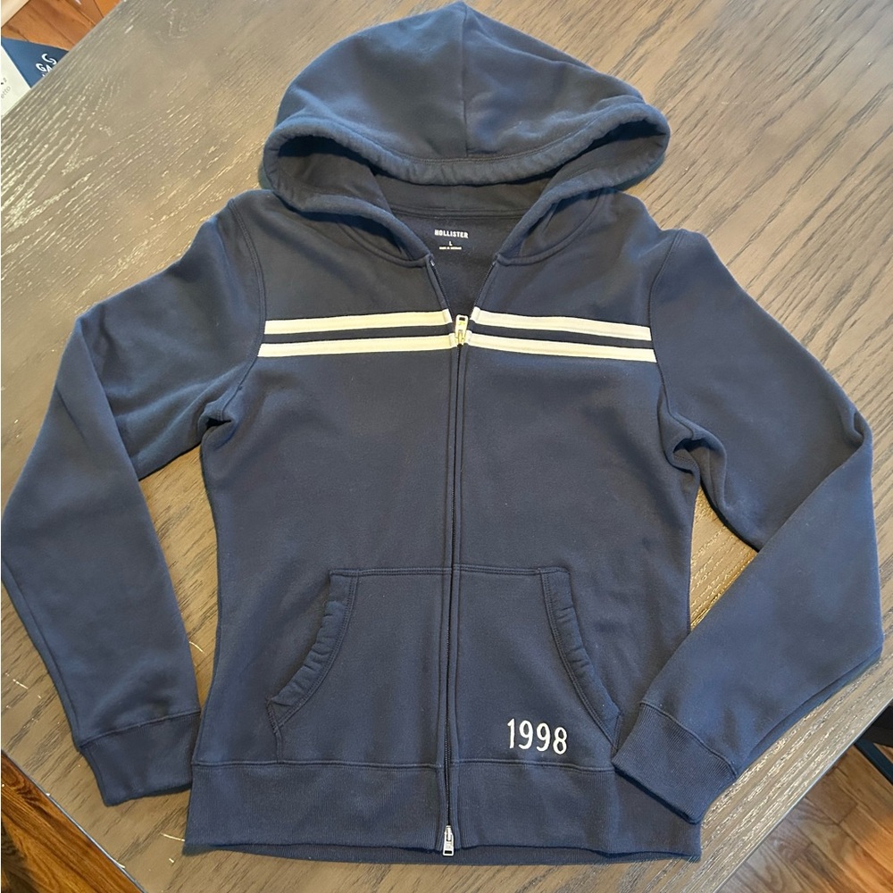 Hollister Navy Blue Zip Up Hoodie - Picture 1 of 8
